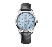 Conquest Heritage Central Power Reserve 38mm Mens Watch Blue Alligator