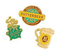 ConQuest Journals Harry Potter Butterbeer Gold Glitter Enamel Pins, 3-Pack Pin Set, Straight Post & Rubber Backers, Wizarding World Pins for Jackets, Tote Bags, Bookbags & More, Officially Licensed
