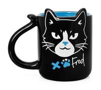 ConQuest Journals Lights Out Fred Approved Mug, Sculpted Cat Ears & Tail Handle, 14 oz Ceramic Coffee Mugs, Microwave & Dishwasher Safe, Gifts for Readers, Officially Licensed Navessa Allen Collection