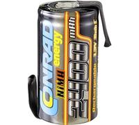 Conrad energy Model Building Battery Single Cell NiMH Sub-C 1.2 V 2400 mAh with Solder Tag
