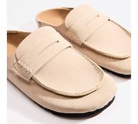 Conrad Slip On Flat Mule In Taupe Faux Suede, Women's Size UK 4