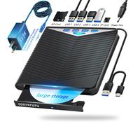 conreruru External Drive Support Blu-Ray Drive, Dvd/Cd/Read/Write, Usb 3.0 E/Type C, Blu-Ray/Dvd/Cd, Bd Windows 7-11 And Mac, Compatible with Pc, M-Disc (Black)