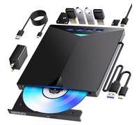 conreruru Support for Blu-ray Drive, Support for Blu-ray DVD/CD Player/Read/Write, USB 3.0 &/Type-C, Support for Blu-ray Player, Windows 7-11 & Mac, PC-Compatible, M-DISC(Black)