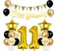 Conruich Balloons 11th Birthday Decoration Set, Balloons Birthday Decoration 11 Years Children, Gold Happy 11th Birthday Garland Decoration 11 Years Boys Girls Foil Balloon 11th Birthday Decoration