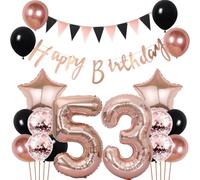 Conruich Balloons 53rd Birthday Decoration Set, Balloons Birthday Decoration 53 Years Woman, Rose Gold & Black Happy 53th Birthday Garland Decoration 53 Years Men Women, Foil Balloon 53rd Birthday