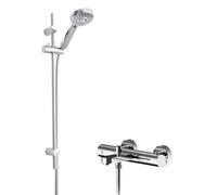 Consall Wall Mount Thermostatic Bath Shower Mixer Tap with Multi Function Slide Rail Kit - Chrome - Balterley