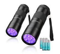 Consciot 2 Pack UV Flashlight Black Light, 12 LED 395nm Ultraviolet Blacklight, Portable Mini Torch Light Pet Urine Detector for Dog/Cat Urine, Dry Stains, Bed Bug, Matching with Pet Odor Eliminator