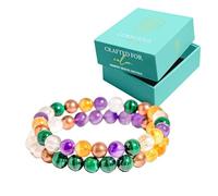 Conscious Items Crystal Bracelets for Wealth, Abundance & Manifestation - Citrine, Tiger’s Eye & Pyrite Energy Stones, One Size, Clear Quartz, Malachite, Citrine, Amethyst, Cooper, clear quartz