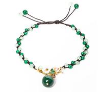 Conscious Items Financial Success Anklet, Genuine Jade Crystals, Agate Stone, & Pearl Anklet for Wealth and Abundance Alignment, Adjustable Prosperity Ankle Bracelets for Women