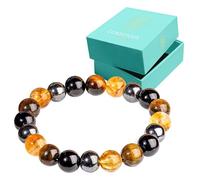 Conscious Items Protection Crystal Bracelets with Black Obsidian, Tourmaline & Tiger’s Eye - Energy Shield for Negativity & Stress, One Size, Hematite, Black Obsidian, Tiger's Eye, Citrine, hematite