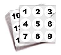 Consecutive Number Vinyl Stickers - 1 to 50, 2-inch, 1 Set - White Self Adhesive Premium Decal. Ideal for Inventory, Storage, Organizing, Boxes, Bins, Toolbox, Lockers and More. Indoor & Outdoor