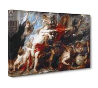 Consequences Of War By Peter Paul Rubens Classic Painting Canvas Wall Art Print Ready to Hang, Framed Picture for Living Room Bedroom Home Office Décor, 30x20 Inch (76x50 cm)