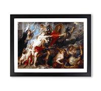 Consequences Of War By Peter Paul Rubens Classic Painting Framed Print | A4 Black Framed Wall Art | Ready to Hang | Classic Historical Picture | Living Room Bedroom Lounge Office