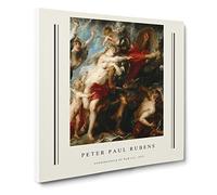 Consequences Of War By Peter Paul Rubens Exhibition Museum Classic Painting Canvas Wall Art Print Ready to Hang, Framed Picture for Living Room Bedroom Home Office Décor, 14x14 Inch (35x35 cm)