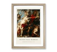 Consequences Of War By Peter Paul Rubens Exhibition Museum Painting Framed Wall Art Print, Ready to Hang Picture for Living Room Bedroom Home Office Décor, Oak A4 (34 x 25 cm)