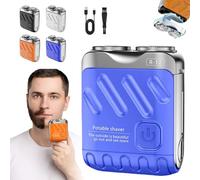 Consequentlk Shaver - Portable Rotary Dual Ring Electric Shaver,Rechargeable Portable Mini Shavers W/ 360° Floating Blade Razor-0.1mm Precision,Electric Razor Ipx7 Waterproof-Wet/Dry for Men (Blue)