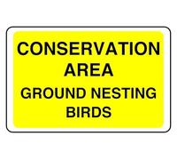 Conservation Area Ground Nesting Birds - safety sign - High tack self-adhesive sticker (400mm x 300mm) Viewing Distance within 14m.