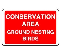 Conservation Area Ground Nesting Birds - safety sign - High tack self-adhesive sticker (600mm x 400mm) Viewing Distance within 20m.