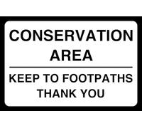 Conservation Area Keep To Footpaths Thank You - safety sign - High tack self-adhesive sticker (150mm x 100mm) Viewing Distance within 3m.