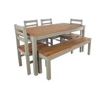 consett linea large dining table with 4 chairs and bench in grey