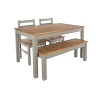consett linea small dining table with 2 chairs and bench in grey
