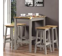 consett wooden breakfast table with 4 stools in grey oak