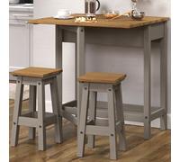 consett wooden drop leaf breakfast table 2 low stools in grey oak
