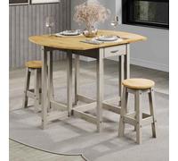 consett wooden foldable bar table with 2 stools - grey and oak
