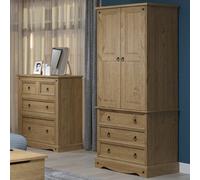 consett wooden wardrobe with 2 doors 3 drawers in oak