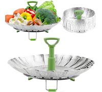 Steamer Basket Stainless Steel Vegetable Steamer Basket Folding Steamer Insert for Veggie Fish Seafood Cooking, Expandable to Fit Various Size Pot (5.1" to 9")