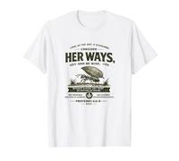 Consider Her Ways - Proverbs 6:6-8 ESV Christian Ant Design Value Graphic T-Shirt, Men, White, L