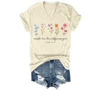 Consider How The Wildflowers Grow Shirt Vintage Floral Graphic Tees for Women Christian Faith Bible Verse Shirt