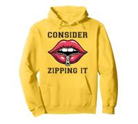 Consider Zipping It -Funny Bold Kawaii Zipped Red Lip Design Pullover Hoodie