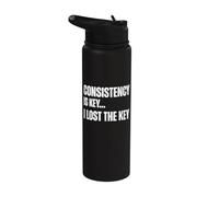 Consistency is Key I Lost The Key Funny Sarcastic Motivation Stainless Steel Insulated Water Bottle