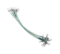 Conskyee 10 PCS Fishing Wire Leaders 125LB Heavy Duty Pike Wire Traces Anti-bite Stainless Steel Fishing Leaders Line with Swivels and Snaps for Lure Spinning Rig Hooks (Green)