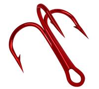 Conskyee 100pcs Fishing Treble Hooks Size 2 High Carbon Triple Barbed Steel Fish Hooks (Red)