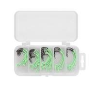 Conskyee Fishing Offset Worm Hooks Set for Bass Saltwater Freshwater, Luminous Texas Rig Hooks Size: 2# 1# 1/0# 2/0# 3/0#