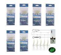 Conskyee Luminous Shrimp Baits Set, 6 Pack Soft Fishing Lure Rigs, Glow Fish Lures with High Carbon String Hook for Freshwater Saltwater Trout Catfish Salmon Bass
