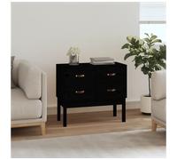 Console Cabinet Black 90x40x78 cm Solid Pinewood 4 Drawer Rustic Storage Office