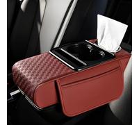 Console Cover Mat with Armrest Box Organizer Built for Structural Stability and Functional Storage in Vehicle Interiors (Red style C)
