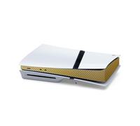 Console Middle Skin For Sony PS5 Pro, Console Carbon Fiber Skin Cover Sticker Host Center Decals, Game Console Center Part Protection Strip Film Accessories (Carbon Fiber Gold)