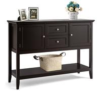 Console Sofa Table Narrow Entryway Table W/ 2 Drawers & 2 Storage Cabinets