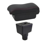 Console Storage Organiser For Ecosport 2018 2019 2020 2021 Armrest Box Leather Arm Rest Center Console Storage USB Car Accessory(B2 Red Line)