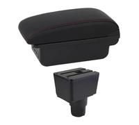 Console Storage Organiser For Ecosport 2018 2019 2020 2021 Armrest Box Leather Arm Rest Center Console Storage USB Car Accessory(C1 Red Line)