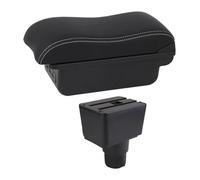 Console Storage Organiser For Ecosport 2018 2019 2020 2021 Armrest Box Leather Arm Rest Center Console Storage USB Car Accessory(C2 White Line)