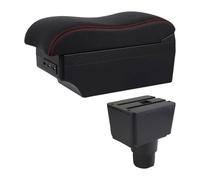 Console Storage Organiser For Ecosport 2018 2019 2020 2021 Armrest Box Leather Arm Rest Center Console Storage USB Car Accessory(E2 Red Line)