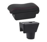 Console Storage Organiser For N&issan For Terrano 3 Car Armrest Box Curved Surface Leather Simple Instal(B2 Black Red 3usb)