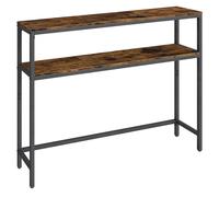 Console Table, 2-Tier Slim Sofa Table, 20 x 100 x 80 cm, Hallway Table with 2 Shelves, for Living Room, Entryway, Rustic Brown and Ink Black