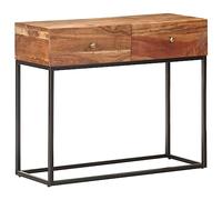 Console Table 90 x 35 x 75 cm Rough Acacia Wood, Metal Frame, 2 Drawers, Modern Hallway Table, Space-Saving, Versatile for Living Room, Bedroom, Office and Dining Room