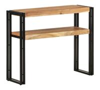 Console table 90x30x75 cm Solid Acacia Wood Natural Finish Iron Legs Two-Tiered.